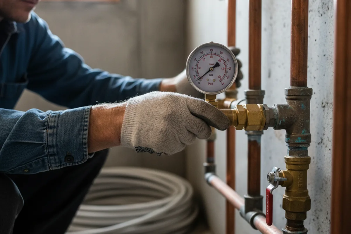 Pressure testing a repaired line during Water Line Repair in Buckley