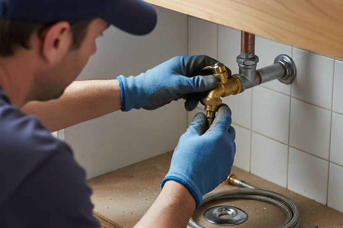 Shutoff valve and fitting work during Burst Pipe Repair in Buckley